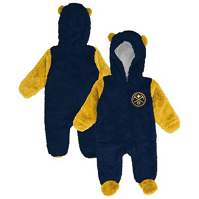 Infant & Newborn Outerstuff Navy Denver Nuggets Stay Napping Fleece Bunting Full-Zip Hooded Sleeper