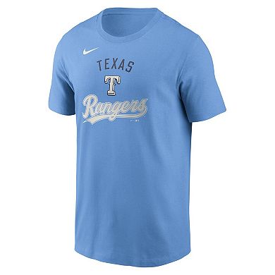 Men's Nike Light Blue Texas Rangers Early Innings Stack T-Shirt