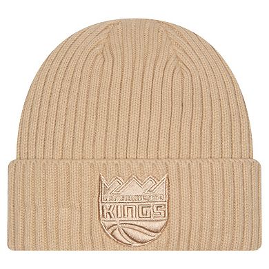 Men's New Era Tan Sacramento Kings Color Pack Cuffed Knit Hat