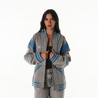 Unisex The Wild Collective Gray Detroit Lions Oversized Retro Full-Zip Jacket