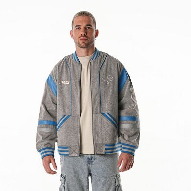 Unisex The Wild Collective Gray Detroit Lions Oversized Retro Full-Zip Jacket