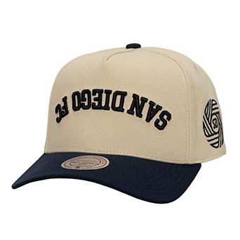 Men's Mitchell & Ness Cream/Navy San Diego FC Upside Down Pro Pinch Snapback Hat