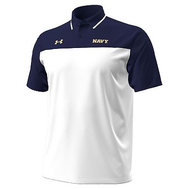 Men's Under Armour White/Navy Navy Midshipmen Green Blocked Polo