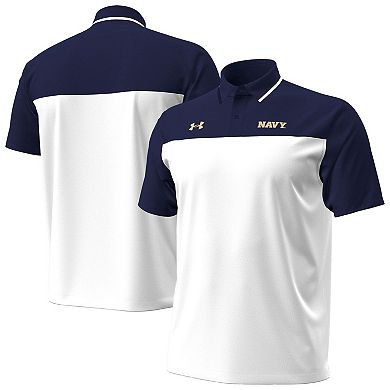 Men's Under Armour White/Navy Navy Midshipmen Green Blocked Polo