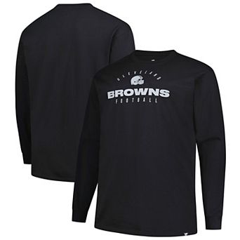 Men's Fanatics Black Cleveland Browns Big & Tall Coverage Scheme Long Sleeve T-Shirt