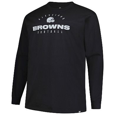 Men's Fanatics Black Cleveland Browns Big & Tall Coverage Scheme Long Sleeve T-Shirt