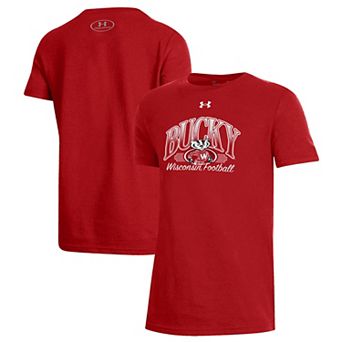 Youth Under Armour Red Wisconsin Badgers Throwback T-Shirt