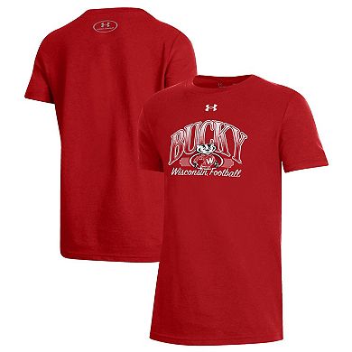 Youth Under Armour Red Wisconsin Badgers Throwback T-Shirt