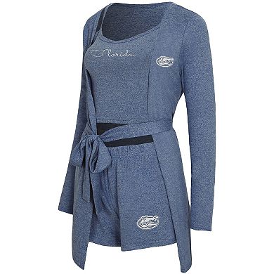 "Women's Concepts Sport Royal Florida Gators Rigor Three-Piece Tank, Short & Robe Set"