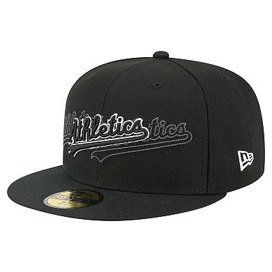 Men's New Era Black Athletics Tri-Hit 59FIFTY Fitted Hat