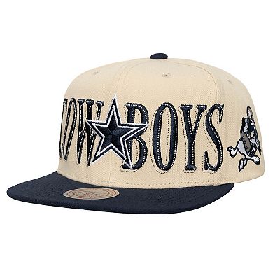 Men's Mitchell & Ness Cream Dallas Cowboys Across the Board Snapback Hat