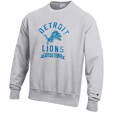 Men's Champion Heather Gray Detroit Lions Reverse Weave Fleece Pullover Sweatshirt