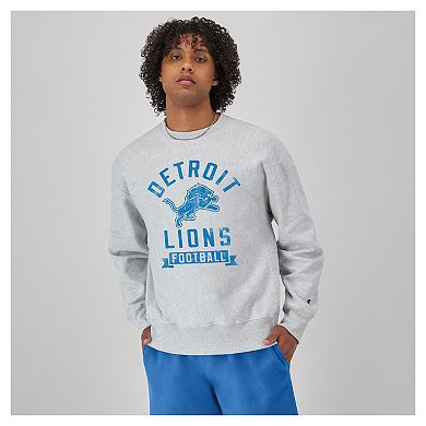 Men's Champion Heather Gray Detroit Lions Reverse Weave Fleece Pullover Sweatshirt