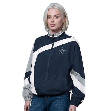 Women's Starter Navy/Silver Dallas Cowboys Vintage 1st Quarter Full-Zip Windbreaker