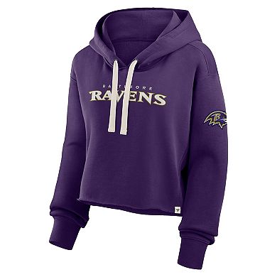 Women's Fanatics Purple Baltimore Ravens Oversized Hometown Heritage Cropped Hoodie
