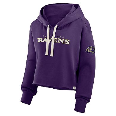 Women's Fanatics Purple Baltimore Ravens Oversized Hometown Heritage Cropped Hoodie