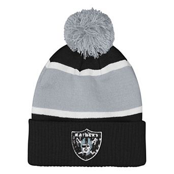 Girls Outerstuff Black Las Vegas Raiders Let's Play Cuffed Knit Hat with Pom