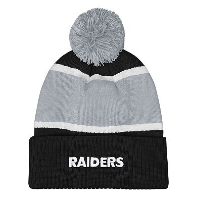 Girls Outerstuff Black Las Vegas Raiders Let's Play Cuffed Knit Hat with Pom