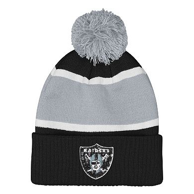 Girls Outerstuff Black Las Vegas Raiders Let's Play Cuffed Knit Hat with Pom
