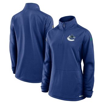Women's Fanatics Blue Vancouver Canucks Authentic Pro Rink Quarter-Zip Pullover