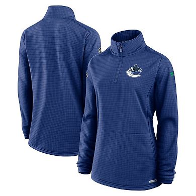 Women's Fanatics Blue Vancouver Canucks Authentic Pro Rink Quarter-Zip Pullover