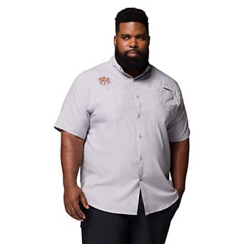 Men's Columbia Gray LSU Tigers Big & Tall Tamiami Omni-Shade Button-Down Shirt