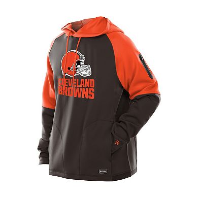 Men's New Era Brown Cleveland Browns Combine Authentic Color Block Raglan Pullover Hoodie