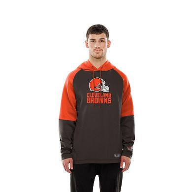 Men's New Era Brown Cleveland Browns Combine Authentic Color Block Raglan Pullover Hoodie