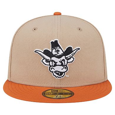 Men's New Era Khaki Texas Longhorns Throwback Two-Tone 59FIFTY Fitted Hat