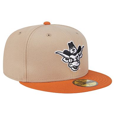 Men's New Era Khaki Texas Longhorns Throwback Two-Tone 59FIFTY Fitted Hat
