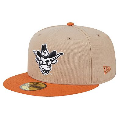 Men's New Era Khaki Texas Longhorns Throwback Two-Tone 59FIFTY Fitted Hat