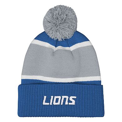Girls Outerstuff Blue Detroit Lions Let's Play Cuffed Knit Hat with Pom