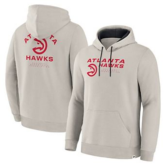 Men's Fanatics Cream Atlanta Hawks Crossover Collection Blocked Shot Premium Pullover Hoodie