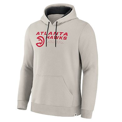 Men's Fanatics Cream Atlanta Hawks Crossover Collection Blocked Shot Premium Pullover Hoodie