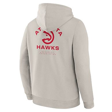 Men's Fanatics Cream Atlanta Hawks Crossover Collection Blocked Shot Premium Pullover Hoodie