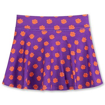 Girls Youth ZooZatz Purple Clemson Tigers All-Over Print Tennis Skort