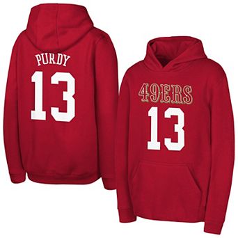 Youth Outerstuff Brock Purdy Scarlet San Francisco 49ers Mainliner Player Name & Number Hoodie