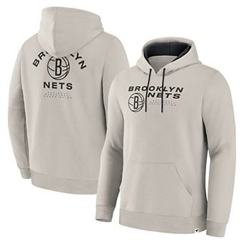 Men's Fanatics Off White Brooklyn Nets Crossover Collection Blocked Shot Premium Pullover Hoodie