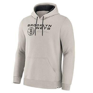 Men's Fanatics Off White Brooklyn Nets Crossover Collection Blocked Shot Premium Pullover Hoodie
