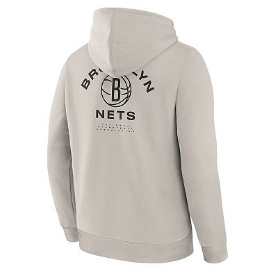 Men's Fanatics Off White Brooklyn Nets Crossover Collection Blocked Shot Premium Pullover Hoodie