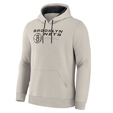Men's Fanatics Off White Brooklyn Nets Crossover Collection Blocked Shot Premium Pullover Hoodie