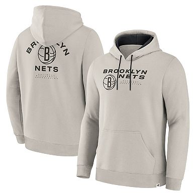 Men's Fanatics Off White Brooklyn Nets Crossover Collection Blocked Shot Premium Pullover Hoodie