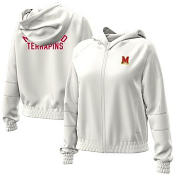 Women's Under Armour Natural Maryland Terrapins Gameday Rival Fleece Full-Zip Cropped Hoodie