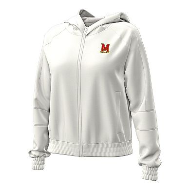 Women's Under Armour Natural Maryland Terrapins Gameday Rival Fleece Full-Zip Cropped Hoodie