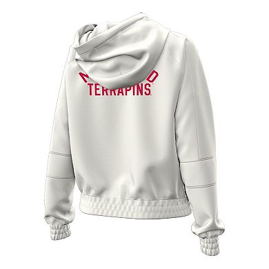 Women's Under Armour Natural Maryland Terrapins Gameday Rival Fleece Full-Zip Cropped Hoodie