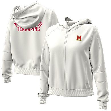 Women's Under Armour Natural Maryland Terrapins Gameday Rival Fleece Full-Zip Cropped Hoodie