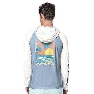 Men's Margaritaville Light Blue/Cream Buffalo Bills Sand, Sea, Sunsets Long-Sleeve Rashguard Hoodie Pullover