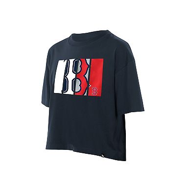 Women's New Era Navy Boston Red Sox Boxy Foil Logo T-Shirt