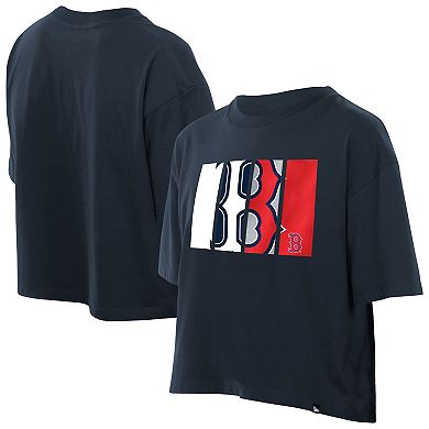 Women's New Era Navy Boston Red Sox Boxy Foil Logo T-Shirt