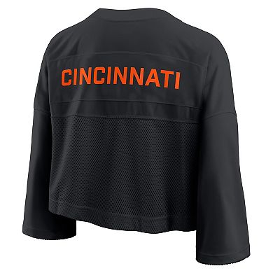 Women's Nike Black Cincinnati Bengals Primetime Cropped Mesh Dri-FIT Fashion Jersey